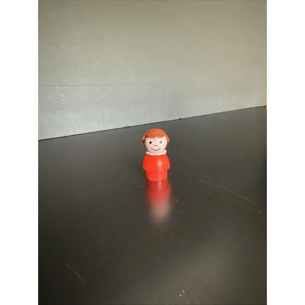 Vintage Fisher Price Little People Plastic Girl Red Body & Brown Hair